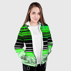 Куртка с капюшоном женская Разноцветные вертикальные линии, цвет: 3D-белый — фото 2
