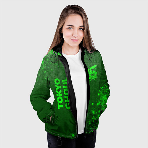 Женская куртка Tokyo Ghoul - green gradient вертикально / 3D-Черный – фото 3