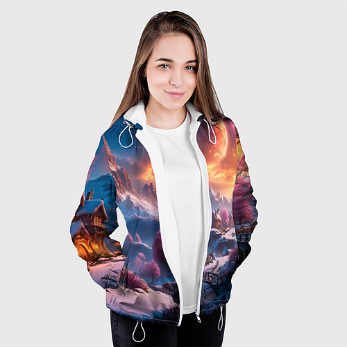 Женская куртка Fantasy river village / 3D-Белый – фото 3
