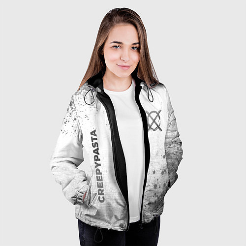 Женская куртка CreepyPasta - white gradient вертикально / 3D-Черный – фото 3