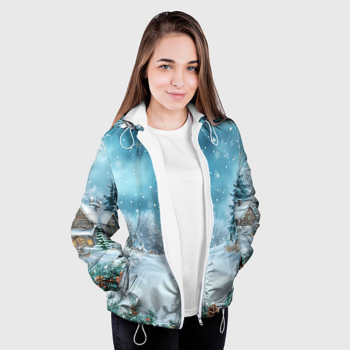Женская куртка Новогодний снег / 3D-Белый – фото 3