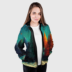 Куртка с капюшоном женская Разноцветные елочки, цвет: 3D-черный — фото 2