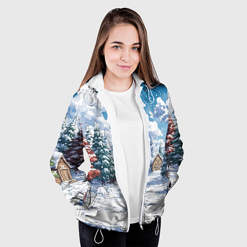 Женская куртка Предновогодняя природа / 3D-Белый – фото 3