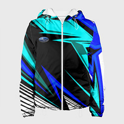 Куртка с капюшоном женская Субару - синий спорт, цвет: 3D-белый