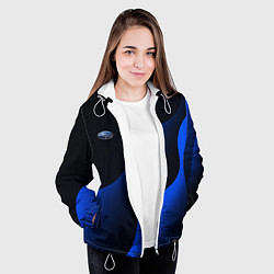 Куртка с капюшоном женская Субару - синие волны, цвет: 3D-белый — фото 2