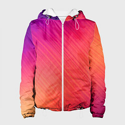 Куртка с капюшоном женская Градиент в косую полоску, цвет: 3D-белый
