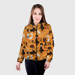 Куртка с капюшоном женская Гарри Поттер паттерн, цвет: 3D-черный — фото 2