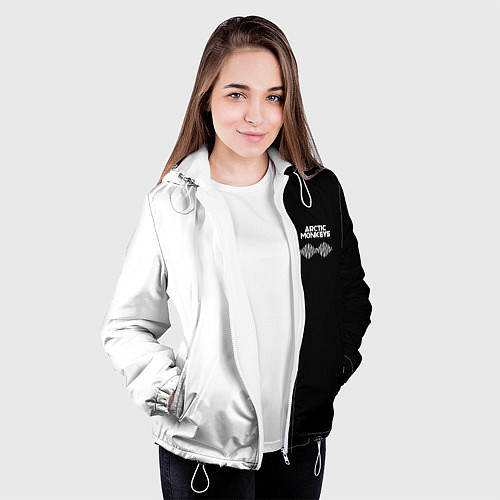 Женская куртка Arctic Monkeys - черное и белое / 3D-Белый – фото 3