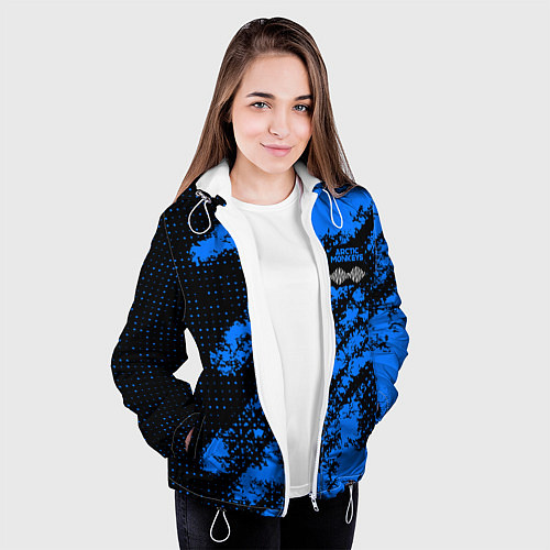 Женская куртка Arctic Monkeys - Синий камуфляж / 3D-Белый – фото 3