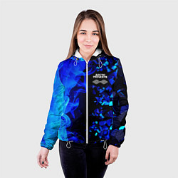 Куртка с капюшоном женская Arctic Monkeys - синий огонь и плиты, цвет: 3D-белый — фото 2