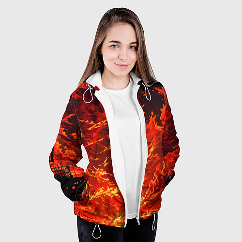 Женская куртка Багровый огненный закат / 3D-Белый – фото 3