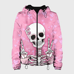 Куртка с капюшоном женская Скелет-милашка, цвет: 3D-черный