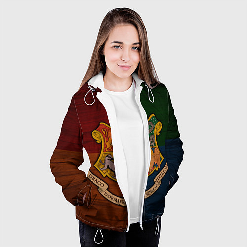 Женская куртка Hogwarts emblem / 3D-Белый – фото 3