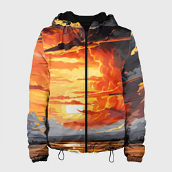 Куртка с капюшоном женская Багровый закат, цвет: 3D-черный