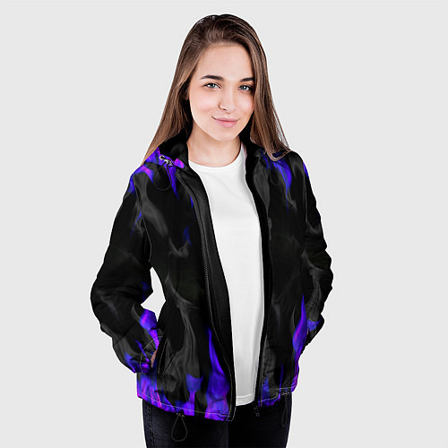 Женская куртка Неоновый огонь и дым / 3D-Черный – фото 3