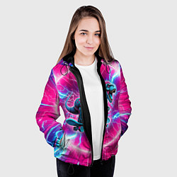 Куртка с капюшоном женская Cyber tyrannosaurus is a cool skateboarder, цвет: 3D-черный — фото 2