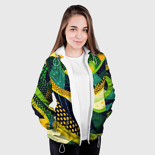Женская куртка Змеиный паттерн / 3D-Белый – фото 3