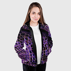 Куртка с капюшоном женская Фиолетовая кожа змеи, цвет: 3D-черный — фото 2