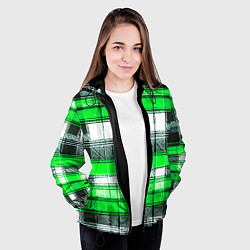 Куртка с капюшоном женская Чёрные полосы на зелёном-белом фоне, цвет: 3D-черный — фото 2