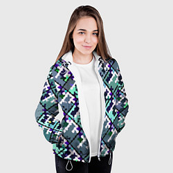 Куртка с капюшоном женская Бирюзовый абстрактный паттерн, цвет: 3D-белый — фото 2