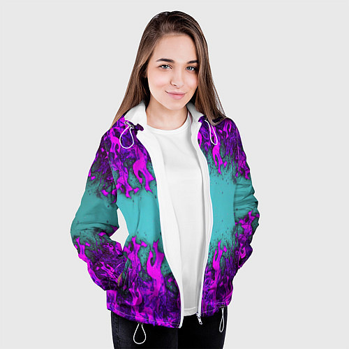 Женская куртка Фиолетовое пламя / 3D-Белый – фото 3