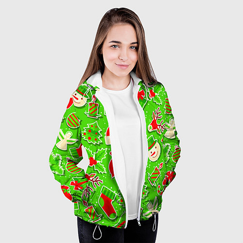 Женская куртка Новогоднее настроение паттерн / 3D-Белый – фото 3