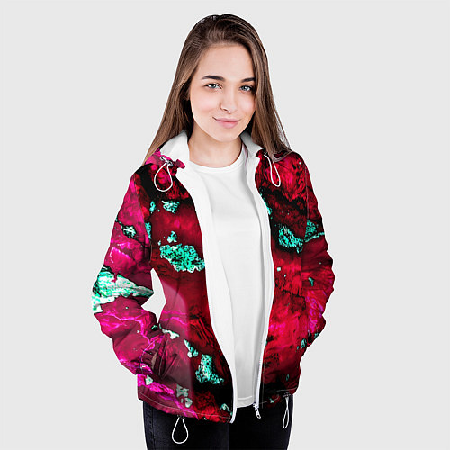 Женская куртка Абстракция красно-голубая / 3D-Белый – фото 3