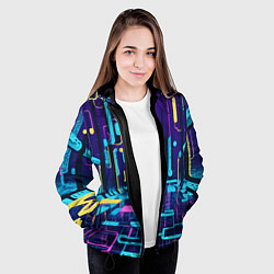 Куртка с капюшоном женская Неоновый парк, цвет: 3D-черный — фото 2