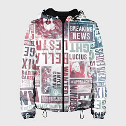 Куртка с капюшоном женская Паттерн газеты - Гарри Поттер Сириус Блэк и Люциус, цвет: 3D-черный