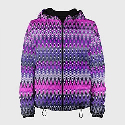 Куртка с капюшоном женская Сиренево-розовый узоры, цвет: 3D-черный