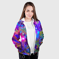 Куртка с капюшоном женская Новогоднее свечение гирлянд, цвет: 3D-белый — фото 2