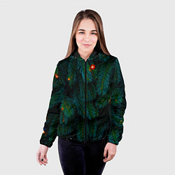 Куртка с капюшоном женская Еловые ветви, цвет: 3D-черный — фото 2