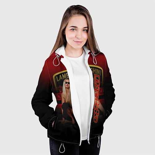 Женская куртка Девушка и Lamborghini / 3D-Белый – фото 3