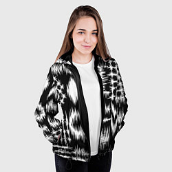 Куртка с капюшоном женская Штриховка - геометрическая абстракция, цвет: 3D-черный — фото 2
