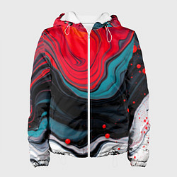 Куртка с капюшоном женская Абстракция эбру, цвет: 3D-белый