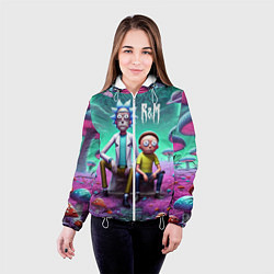 Куртка с капюшоном женская Рик и Морту на сказочной грибной планете - нейроар, цвет: 3D-белый — фото 2