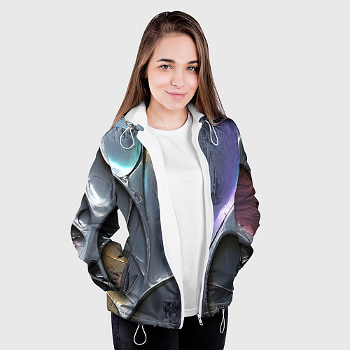 Женская куртка Полированный серебряный металл / 3D-Белый – фото 3