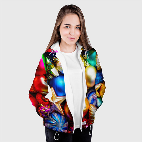 Женская куртка Новогодние украшения / 3D-Белый – фото 3