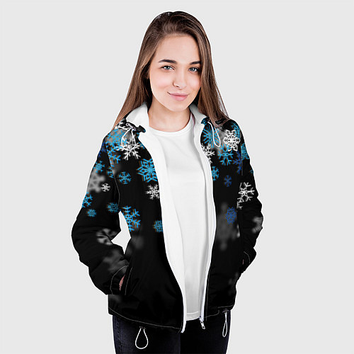 Женская куртка Снежинки объемные / 3D-Белый – фото 3