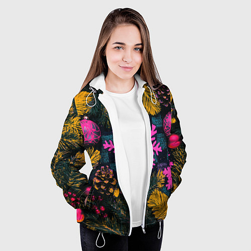 Женская куртка Новый год и краски / 3D-Белый – фото 3