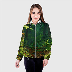 Куртка с капюшоном женская Зелёный летний лес, цвет: 3D-белый — фото 2