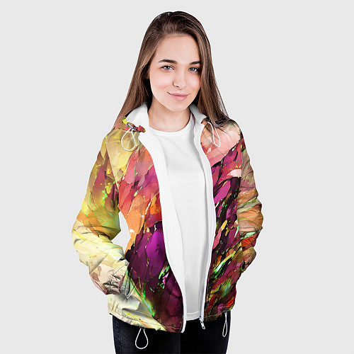 Женская куртка Красно-жёлтая абстракция / 3D-Белый – фото 3