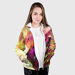 Куртка с капюшоном женская Красно-жёлтая абстракция, цвет: 3D-белый — фото 2