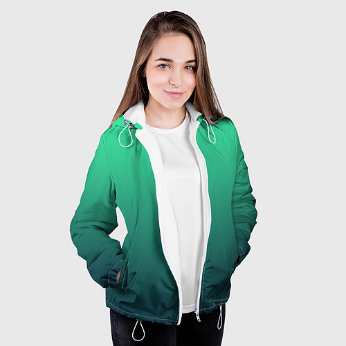Женская куртка Градиент тихоокеанский зелёный / 3D-Белый – фото 3