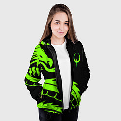 Куртка с капюшоном женская Квейк кислотный дракон лого, цвет: 3D-черный — фото 2