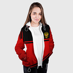 Куртка с капюшоном женская Россия герб геометрия, цвет: 3D-белый — фото 2