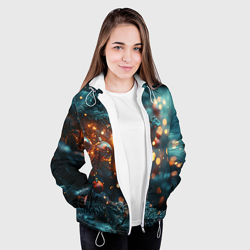 Женская куртка Елочные шары и боке / 3D-Белый – фото 3