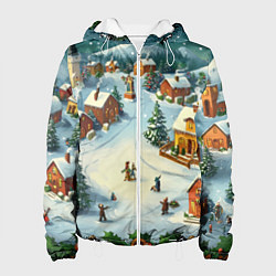 Куртка с капюшоном женская Каникулы нового года, цвет: 3D-белый