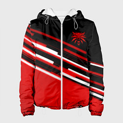 Куртка с капюшоном женская Ведьмак полосы геометрия, цвет: 3D-белый