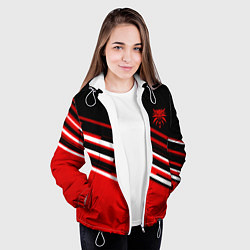 Куртка с капюшоном женская Ведьмак полосы геометрия, цвет: 3D-белый — фото 2